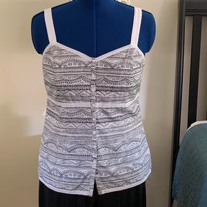 Nine West Geometric Zentangle Black White Cami Top